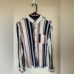 Medium long sleeve stripped white shirt.